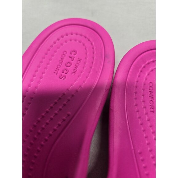 Crocs Kelli Women’s Size 8- Pink Palm Trees Flats Comfort Shoes Sandals - Picture 5 of 8